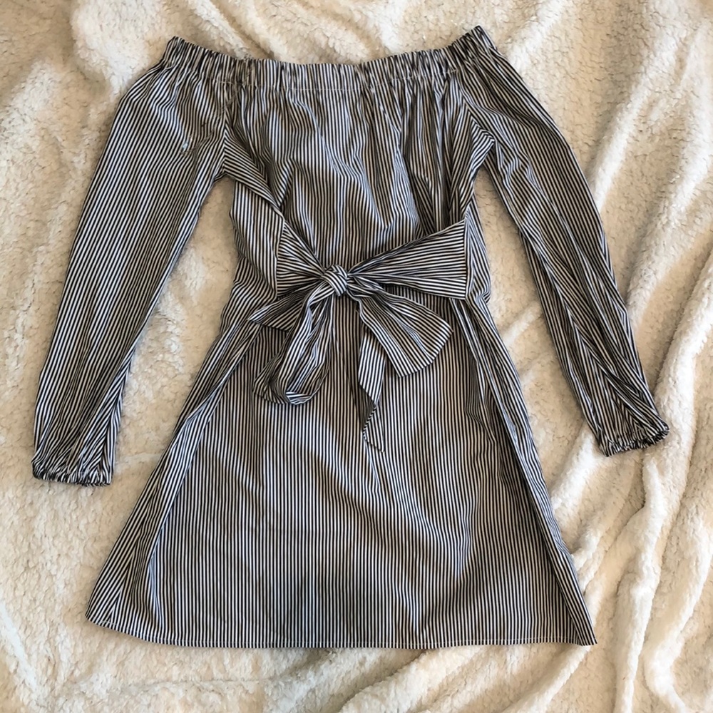 Gray and white dress